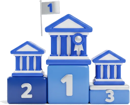 Competing lenders on a winners' podium